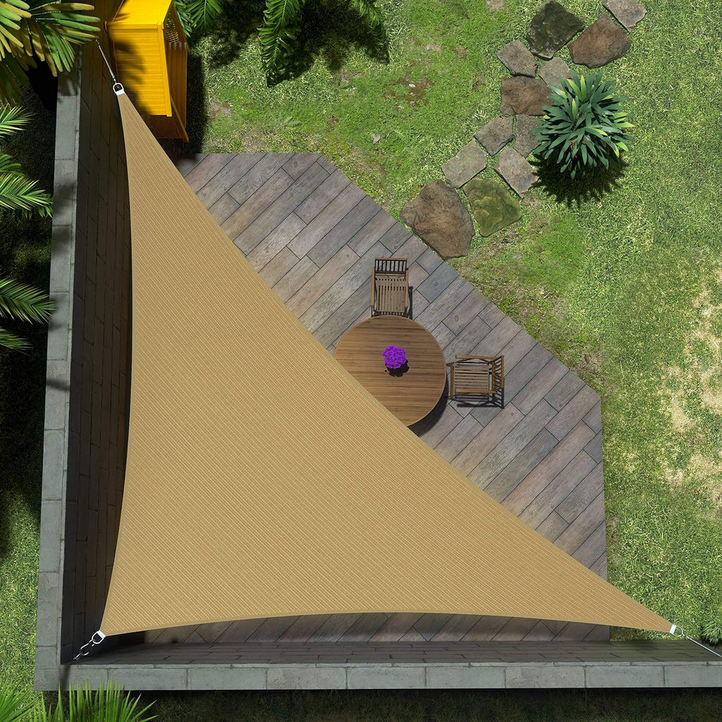Amgo Custom Size 14' x 20' x 24.4' Sand Beige Right Triangle Sun Shade Sail UPF50+ AGTAPT18, Order to Make Canopy Awning, 95% UV Blockage, Water & Air Permeable, Commercial Standard (We Customize)