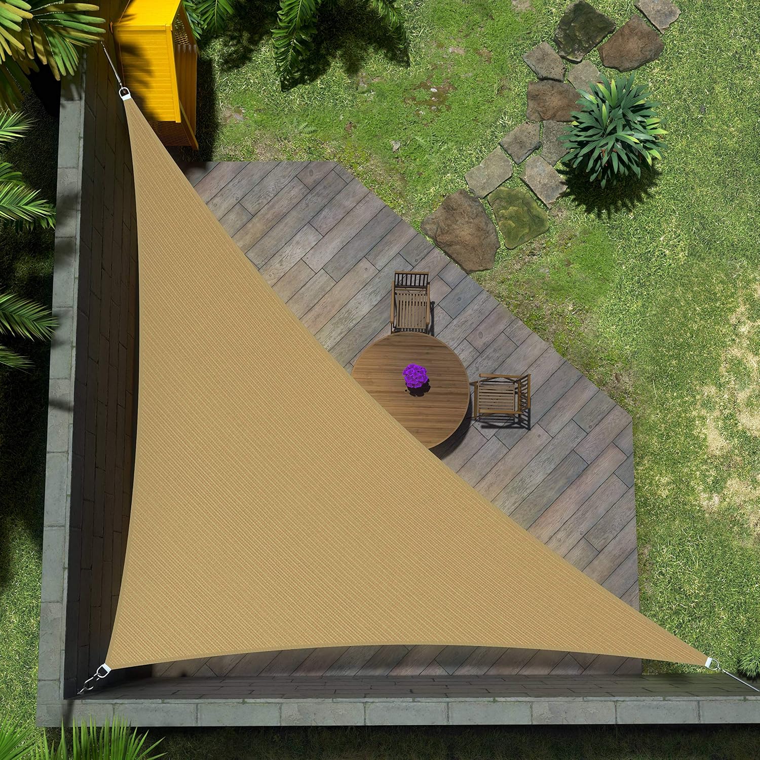 Amgo Custom Size 14' x 20' x 24.4' Sand Beige Right Triangle Sun Shade Sail UPF50+ AGTAPT18, Order to Make Canopy Awning, 95% UV Blockage, Water & Air Permeable, Commercial Standard (We Customize)