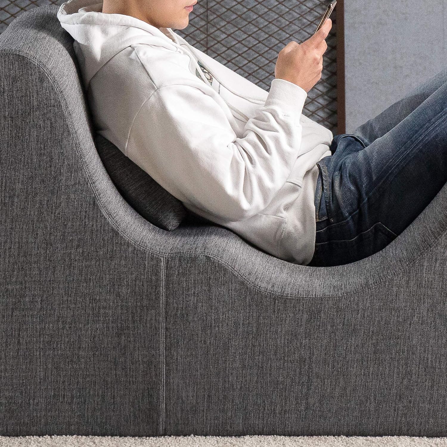 Zinus Lotus Zero Gravity Chaise Lounger, Foam Recliner for Living Room, Ergonomic Positioning for Better Relaxation, Pillow Included, No Assembly, Dark Grey
