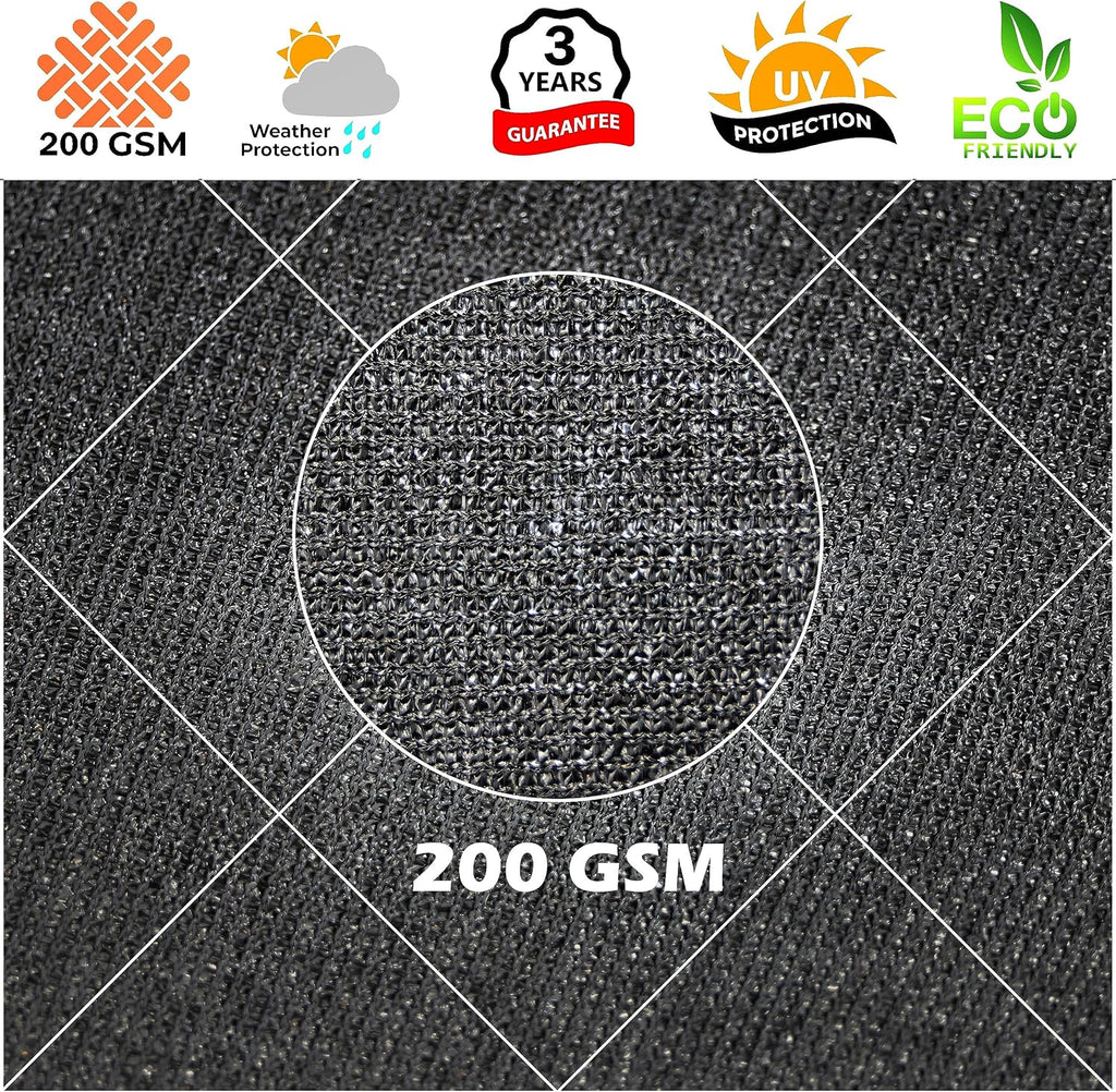 Royal Shade 14' x 20' Black Rectangle Square Sun Shade Sail Order to Make RTAPR1013 Canopy, UPF50+ 95% UV Blockage, 200GSM Commercial Standard Heavy Duty, 3 Years Warranty (We Make Custom Size)