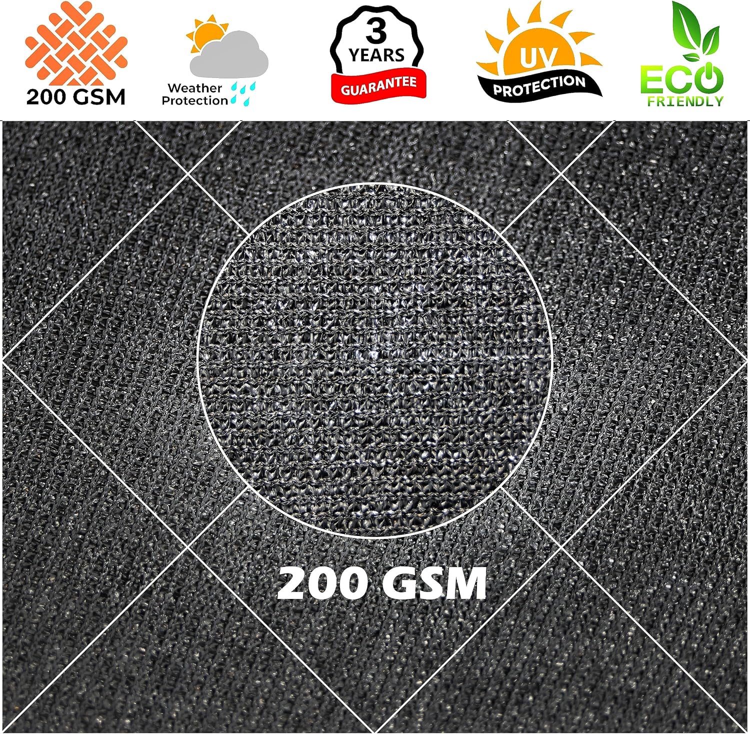 Royal Shade 14' x 20' Black Rectangle Square Sun Shade Sail Order to Make RTAPR1013 Canopy, UPF50+ 95% UV Blockage, 200GSM Commercial Standard Heavy Duty, 3 Years Warranty (We Make Custom Size)