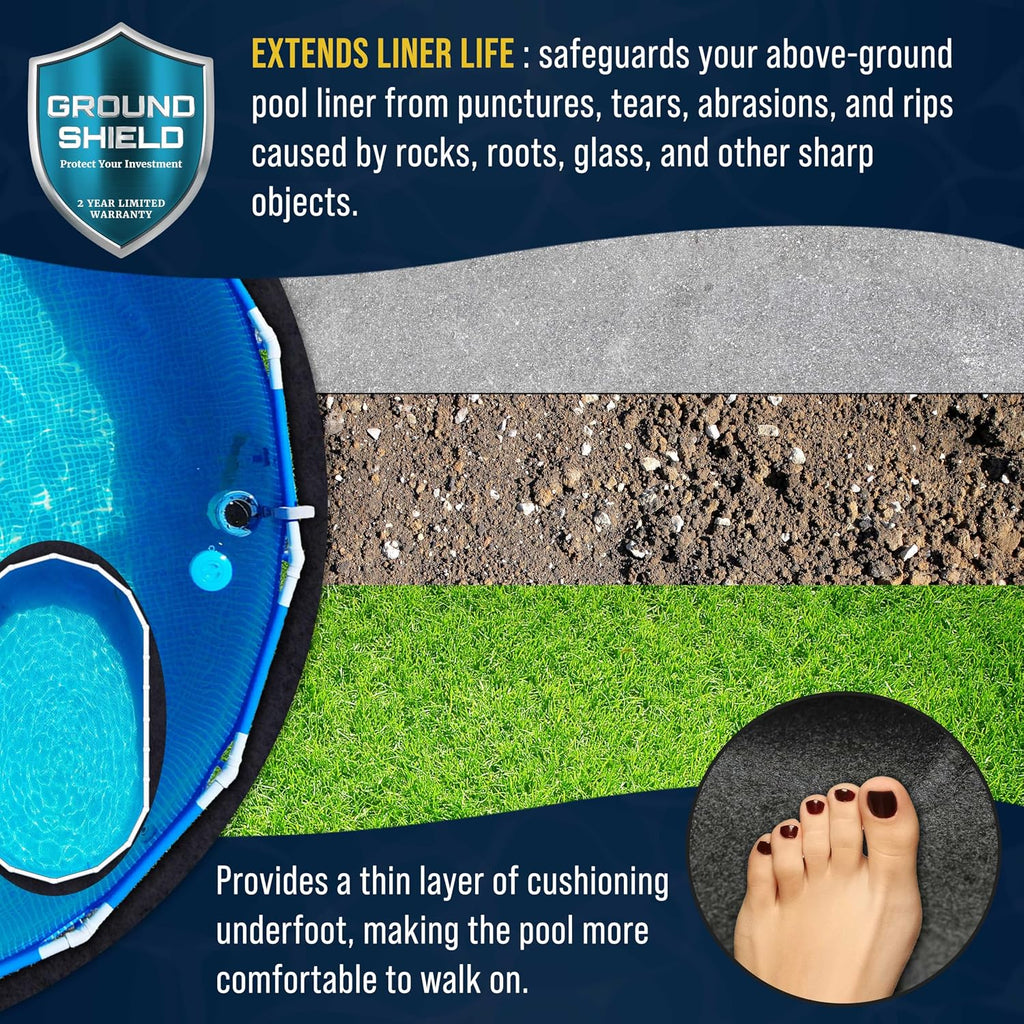 U.S. Pool Supply Ground Shield 18-Foot x 34-Foot Oval Heavy Duty Pool Liner Pad for Above Ground Swimming Pools - Protects Pool Liner, Prevents Punctures, Weed Barrier, Eco-Friendly Extends Liner Life