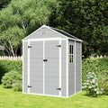 YOPTO 6x5 FT Resin Outdoor Storage Shed with Floor, All-Weather Plastic Shed with Lockable Doors, Window & Vents, Utility Plastic Tool Shed Storage House for Backyard, Patio, Light Grey