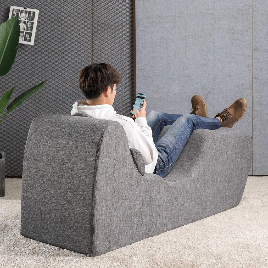 Zinus Lotus Zero Gravity Chaise Lounger, Foam Recliner for Living Room, Ergonomic Positioning for Better Relaxation, Pillow Included, No Assembly, Dark Grey