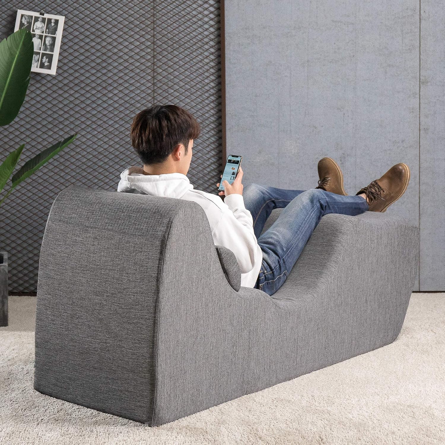 Zinus Lotus Zero Gravity Chaise Lounger, Foam Recliner for Living Room, Ergonomic Positioning for Better Relaxation, Pillow Included, No Assembly, Dark Grey