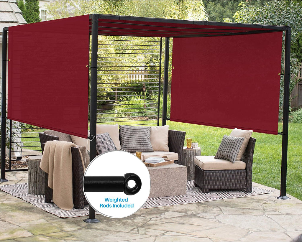 Patio 14' x 20' Waterproof Pergola Canopy Replacement Shade Cover Sun Sail for Deck Porch Backyard Shade Cloth Tarp with Grommets Rods Privacy Shade Screen, Red