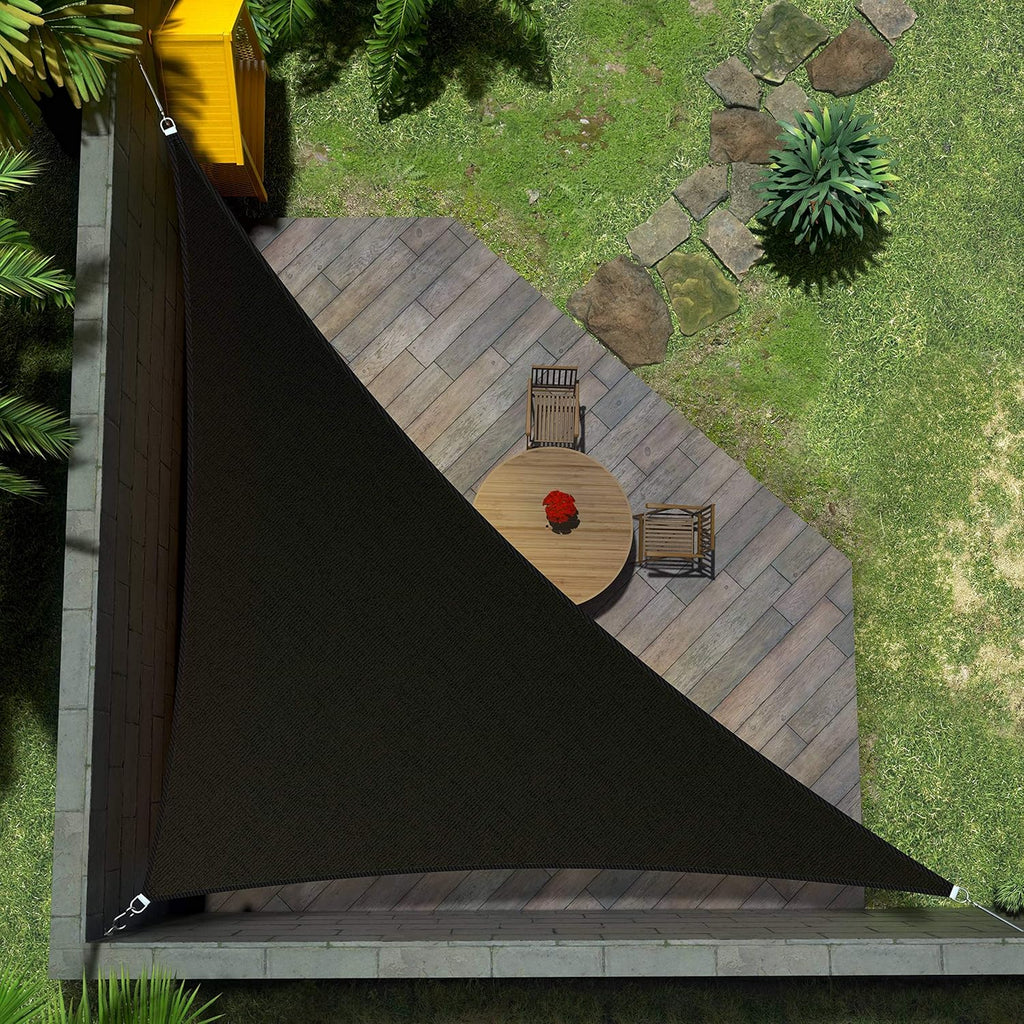 Amgo Custom Size 14' x 20' x 24.4' Black Triangle Sun Shade Sail UPF50+ AGTAPRT10, Order to Make Canopy Awning, 95% UV Blockage, Water & Air Permeable, Commercial Standard (We Customize)