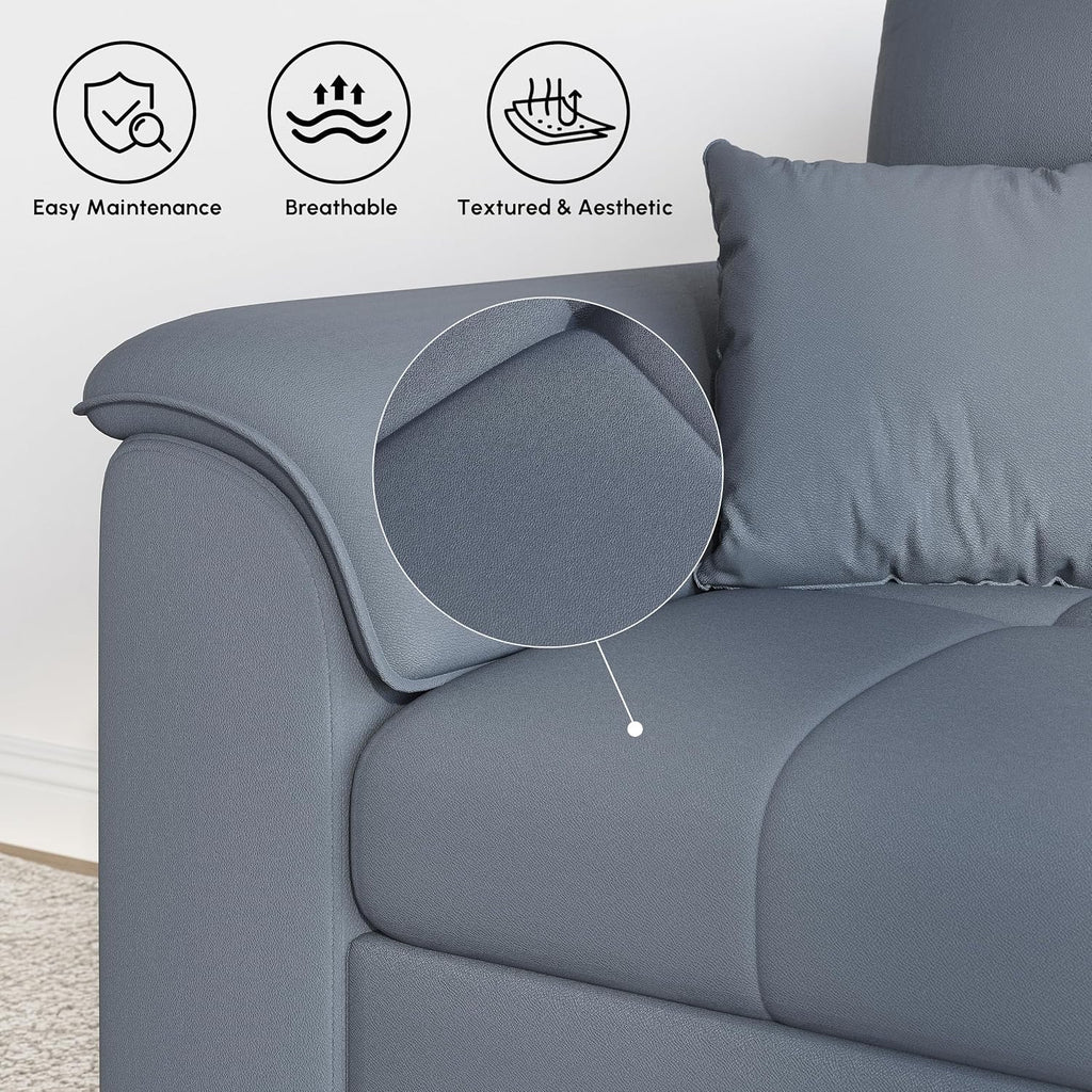 homary 74' Queen Sleeper Sofa Bed – 2-Seater Convertible Couch with Pull-Out Bed with Storage Drawers & Side Pockets, for Apartment Living Room (Deep Gray)